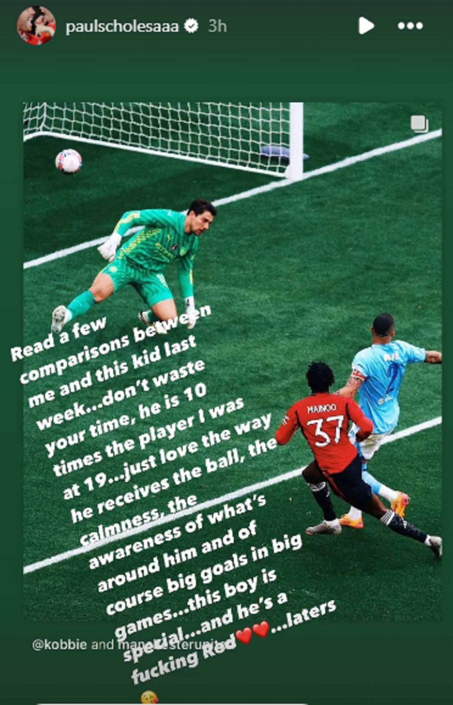 Paul Scholes reacts to Kobbie Mainoo